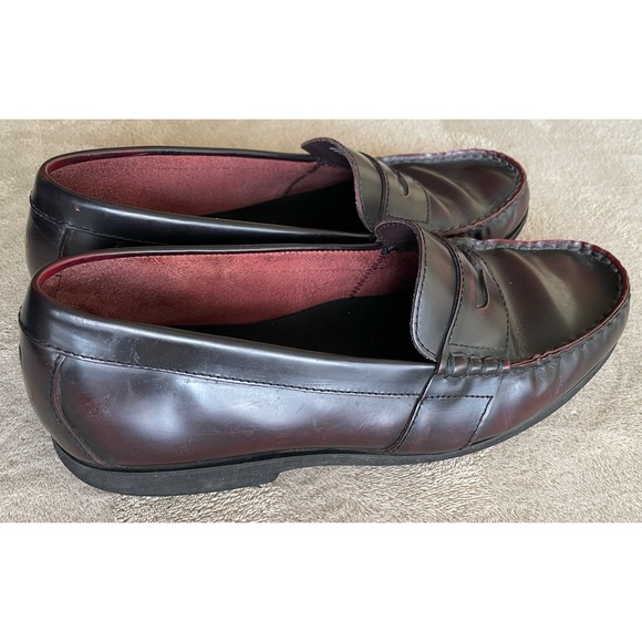 Rockport Penny Loafers Shoes Men's Sz 10M Burgundy Leather Slip On #501843 - Picture 2 of 9